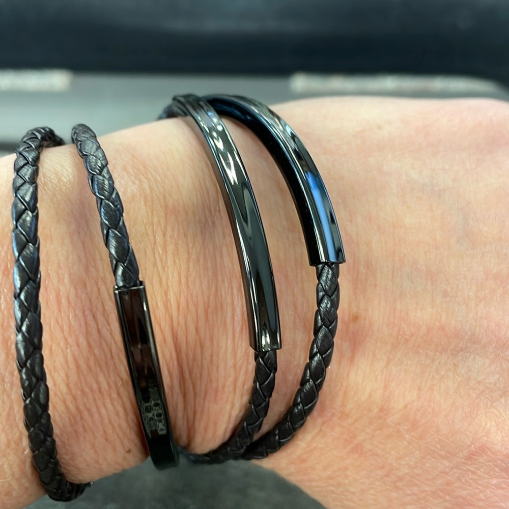 Seed to Seal Double Wrap Bracelets. Set Of 3 Bracelets. Gold and Black.